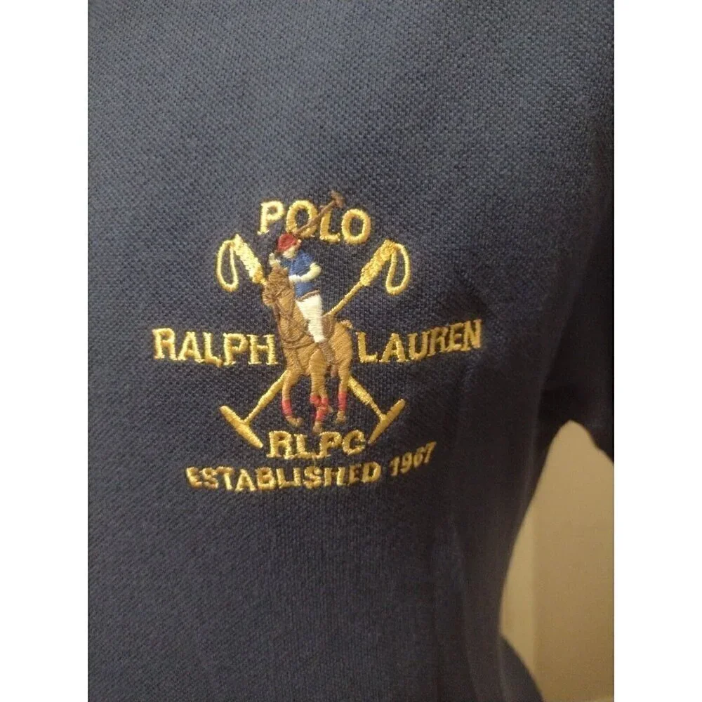 POLO RALPH LAUREN Navy Blue RLPC 1967 Polo Shirt 100% Cotton Boys Size XL (20)